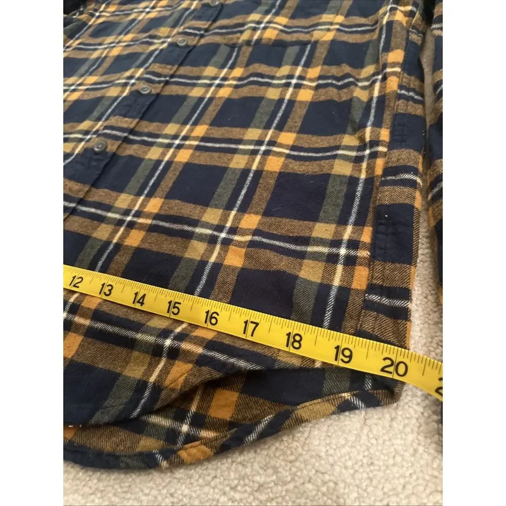 J. Crew Mens Flannel Shirt Blue/Brownish Orange Plaid Size Sm Classic Fit